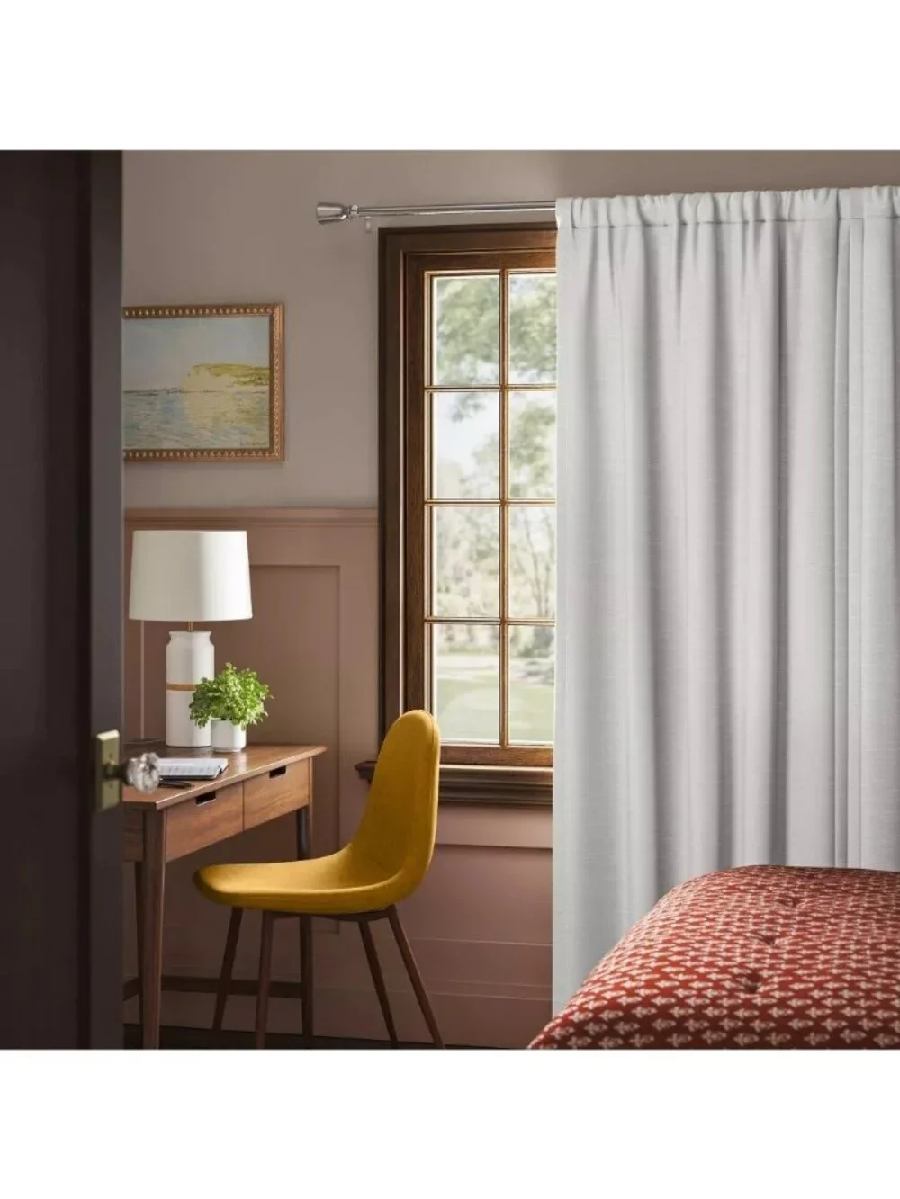 Threshold Henna Natural White Blackout Rod Pocket Single Curtain Panel 50